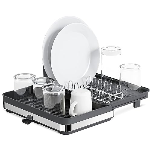 JUPPLIES Escurreplatos Plegable de Acero Inoxidable con...