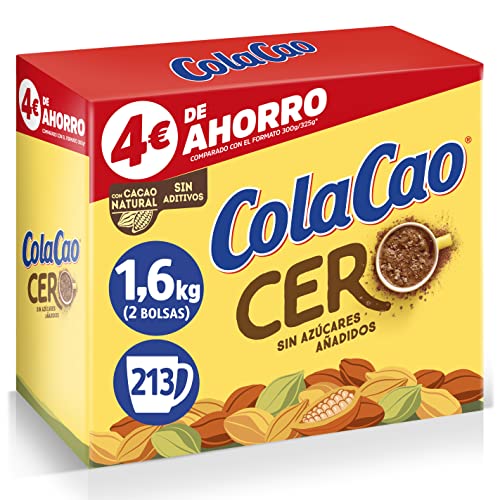ColaCao Cacao Soluble, 0% Azúcares Añadidos, 1.6kg