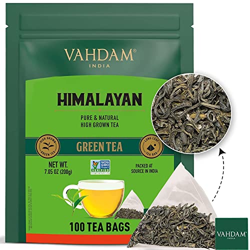 VAHDAM, Té verde del Himalaya (100 bolsitas de té)...
